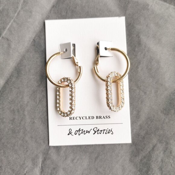 & other stories Jewelry - & Other Stories Gold Crystal Oval Hoop Earrings Elegant Jewelry